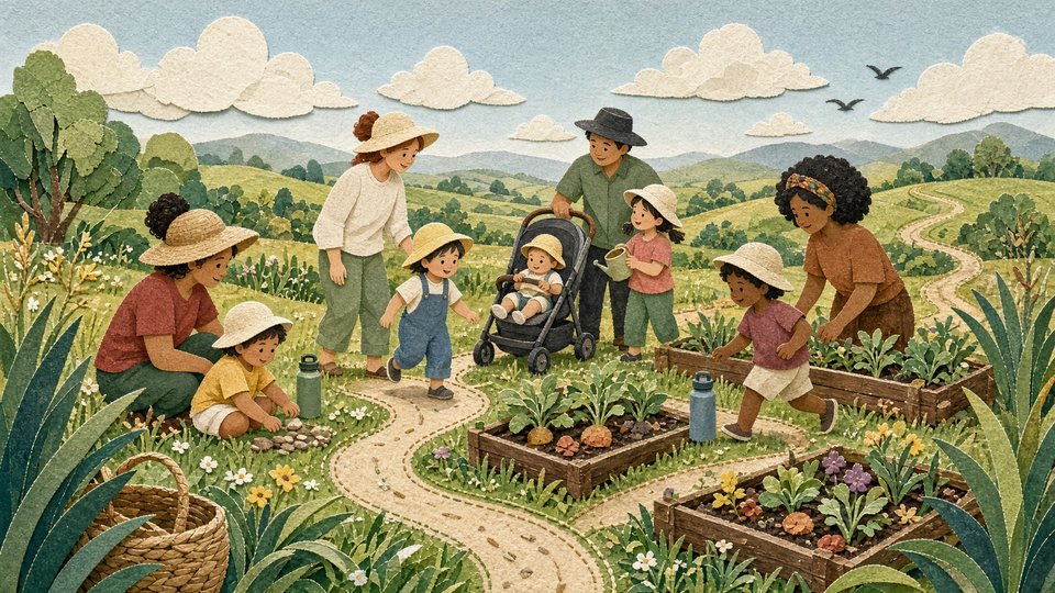 A conceptual early-learning setting beside rural fields
